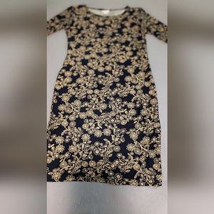 LuLaRoe Navy Floral dress with cream colored flowers